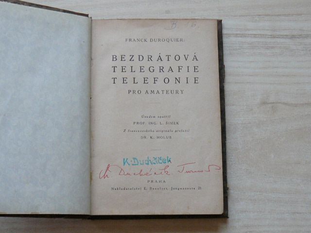 Duroquier - Bezdrátová telegrafie, telefonie pro amateury (1923)