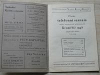 Úřední telfonní seznam místní automatické ústředny v Kroměříži 1948