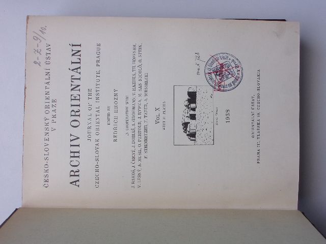 Archiv orientální - Journal of the Czecho-Slovak Oriental Institute (1938) svázaný ročník X.