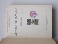 Archiv orientální - Journal of the Oriental Institute ... (1956) svázaný ročník XXIV.