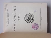 Archiv orientální - Journal of the Oriental Institute ... (1954) svázaný ročník XXII.