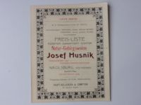 Preis-Liste / Ceník vína Josef Husnik Nikolsburg / Mikulov (1902/03) německý reklamní leták