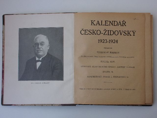 Kalendář česko-židovský 1923-1924 - ročník XLIII.