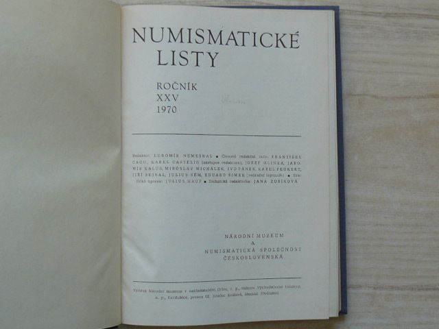 Numismatické listy ročník XXV - 1970