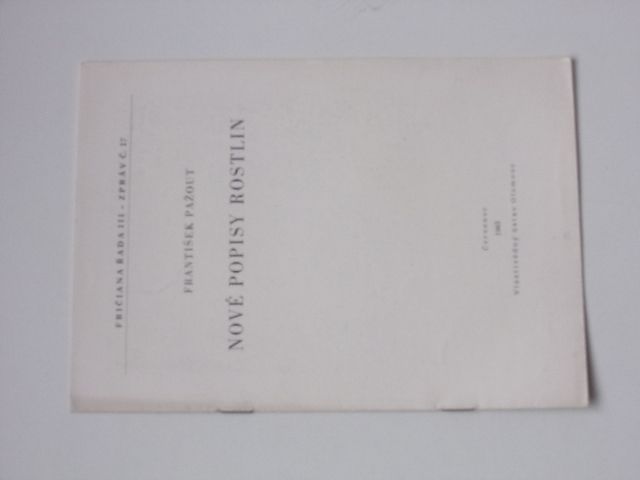 Pažout - Nové popisy rostlin (1963) Fričiana řada III. - zpráv č.17