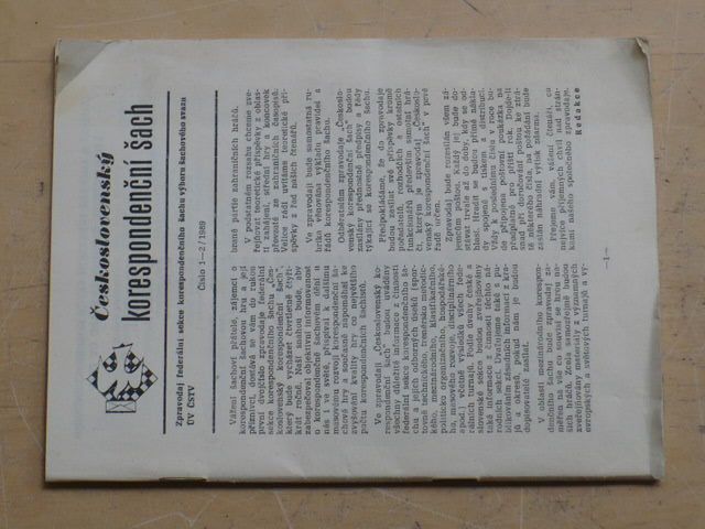 Československý korespondenční šach 1-2 (1989) dvojčíslo