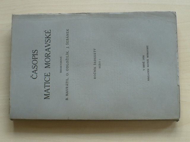 Časopis Matice moravské - sešit 1-4 (1936) ročník LX. (chybí sešit 2, 3 sešity)