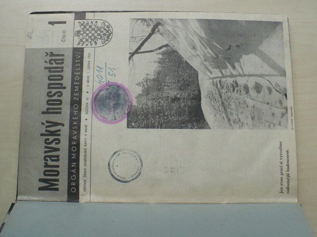 Moravský hospodář 1-26 (1941) ročník XLIII. (chybí čísla 12-26, 11 čísel) + Rozkvět v rodině 11 č.