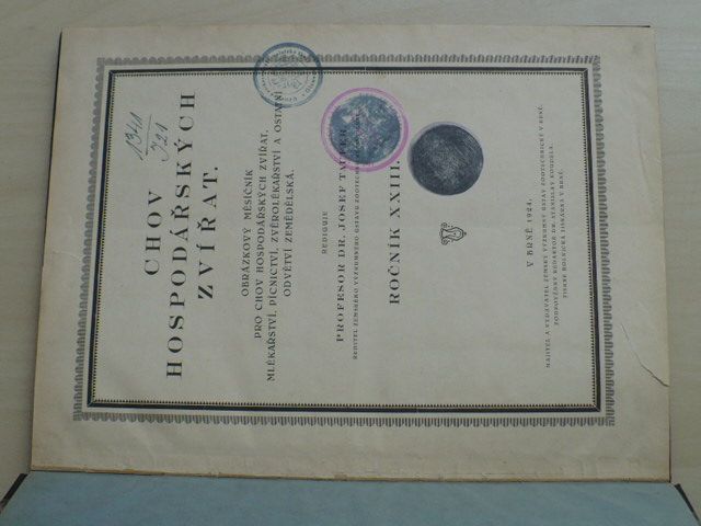 Chov hospodářských zvířat 1-12 (1924) ročník XXIII.