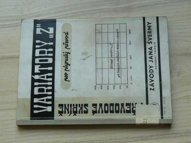 Převodové skříně - Variátory "Z" pro plynulý převod Závody Jana Švermy n.p. (1954)