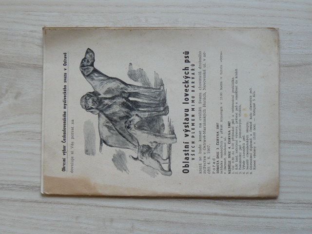 Okresní výstava loveckých psů Ostrava 3.6.1967, pozvánka + přihláška