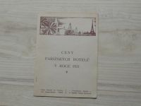 PARIS (průvodce, česky) vložen ceník pařížských hotelů v roce 1931