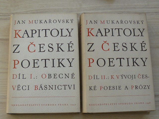 Jan Mukařovský - Kapitoly z české poetiky I. II. (1948) 2 knihy