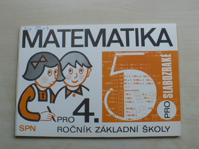 Matematika pro 4. ročník základní školy pro slabozraké V. díl (1982)