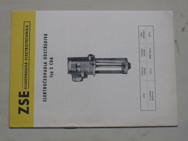 ZSE silnoproudá technika - Elektročerpadla odstředivá typ 2 COA (1979)