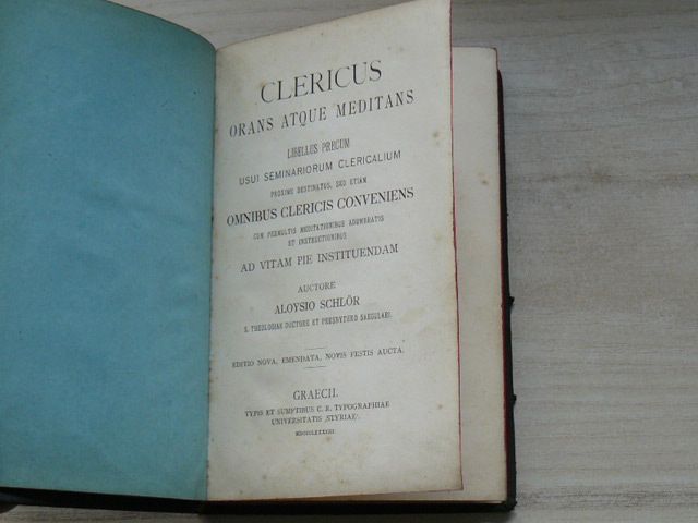 Schlör - CLERICUS ORANS ATQUE MEDITANS (1888) Duchovní, modlící se a meditující.