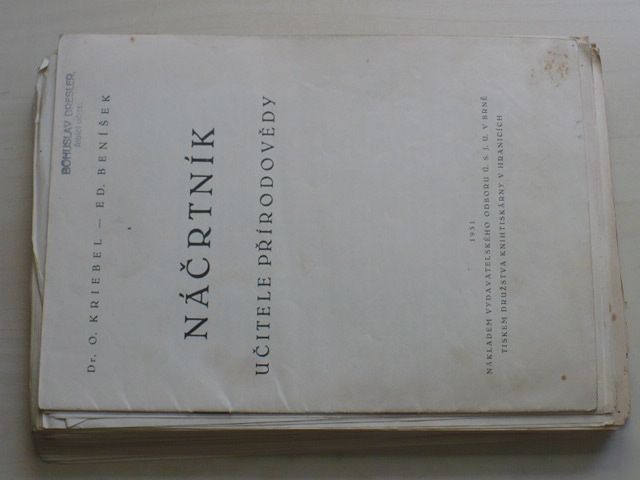 Kriebel, Beníšek - Náčrtník učitele přírodovědy (1931) nekompletní