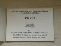 PS701 - Návod k obsluze a seznam součástek sklápěcího přívěsu (1976)